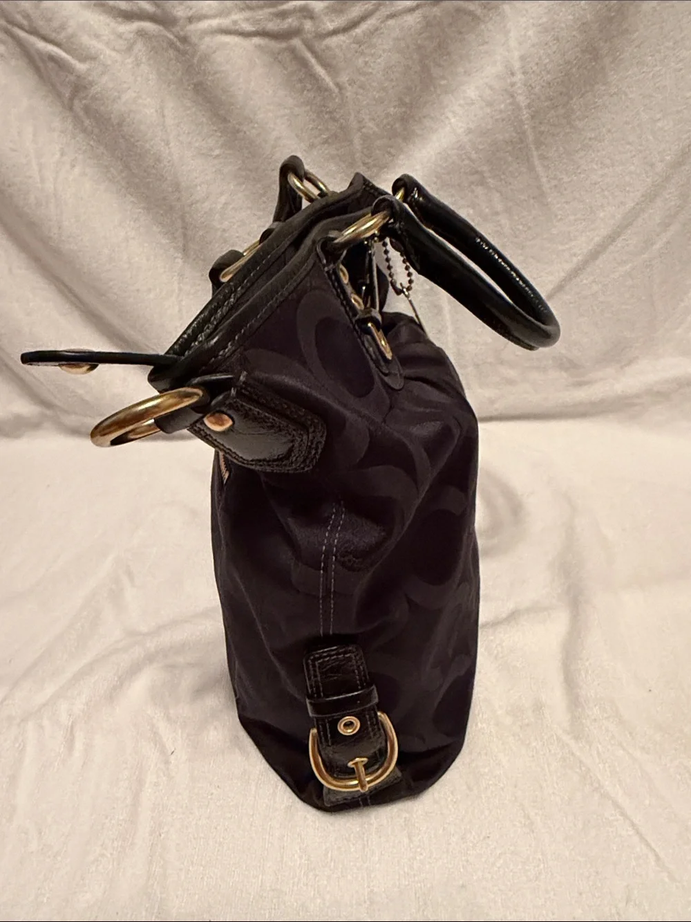 Coach Black Signature Tote with Gold Hardware